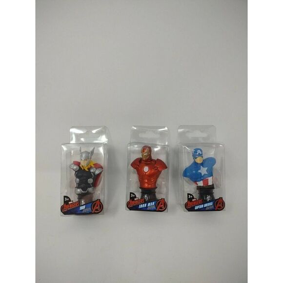 Avengers Paperweight Bust Set Of 3 Captain America Iron Man And Thor Great Piece - Picture 1 of 5